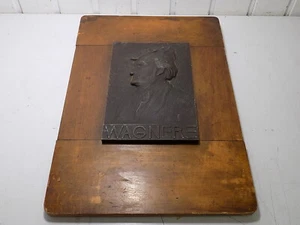 Rare Sandor BÁNSZKY 1888-1918 Richard Wagner Plakette Metall Relief Holzplatte - Bild 1 von 12