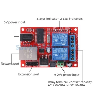 LAN Ethernet 2 Way Relay Board Delay Switch TCP/UDP Controller Module WEB Server - Picture 1 of 6