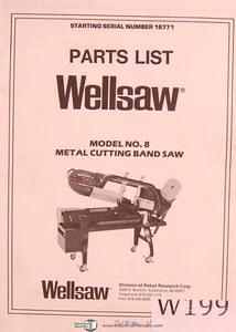 Modelo Wellsaw No. 8, sierra de banda de corte de metal, piezas manual - Imagen 1 de 1