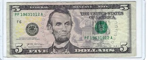 Fancy $5 dollar bill Birthday Note serial # PF19631012A 10-12-1963 or 12-10-1963 - Picture 1 of 2