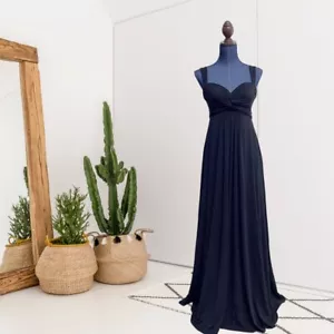 Bcbgmaxazria Womens M V-neck Twist Front Jersey Grecian Maxi Fromal Dress Black - Picture 1 of 13