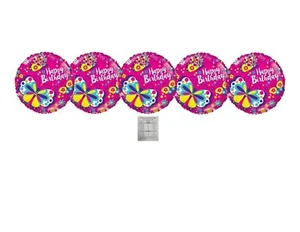 Set Of 5 Happy Birthday Pink Butterflies 18'' Balloon Party Decorations - Picture 1 of 1
