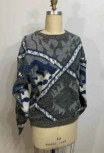 Vintage Sweater 1980s Geometric Womens Medium - Picture 1 of 8