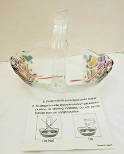 Mikasa Glass Festive Bells Basket with Acrylic Handle - New in Box - Picture 1 of 3