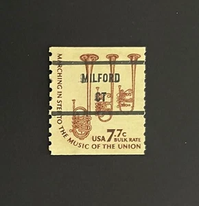 Milford, Connecticut Type 81 Precancel - 7.7 cents Horns coil - U.S. #1614 - CT - Picture 1 of 1