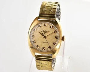 Gorgeous Soviet Poljot Gold Plated Wrist Watch Vintage Men's Watch 17 jewels - Picture 1 of 13