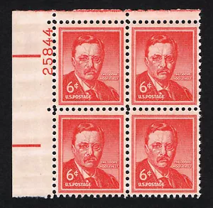 Theodore Teddy Roosevelt #1039 Mint Never Hinged 1955 Plate # Block - Picture 1 of 1