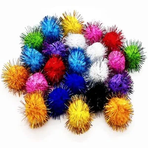 24 Pcs Cat Sparkle Ball Assorted Color Glitter Kitten Toy Balls Pom Pom Balls - Picture 1 of 6