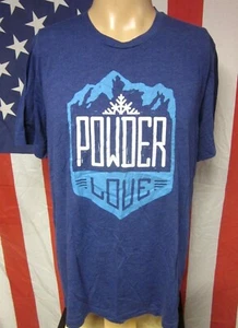 POWDER LOVE snowmobiler lrg T shirt Snowflake logo skiing tee Snow - Picture 1 of 2