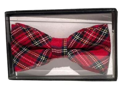 PAJARITA A CUADROS Rojo Negro Caja Corbata Payaso Punk Nerd Disfraz Ajustable Formal Esmoquin Foto 1 de 4