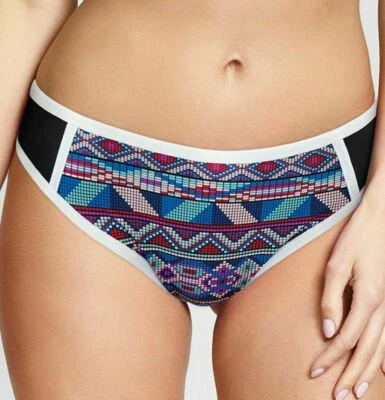 BIKINI PANACHE AYANNA BLUE MULTI  ANTIBACTERIAL L / UK14 SWIM CLASSIC PANT BRIEF - Imagen 1 de 4