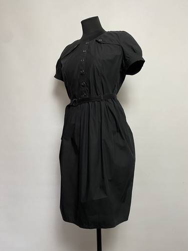 Abito Burberry London nero con bottoni manica corta avvolgente taglia 8