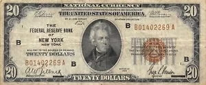 USA / New York , NY $20 Series of 1929 Block B-A Circulated Banknote DD3 - Picture 1 of 2