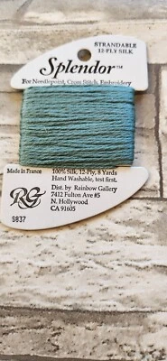 Rainbow Gallery Splendor Sea Green 837 100% Silk 8 Yards Needlework - Image 1 of 2