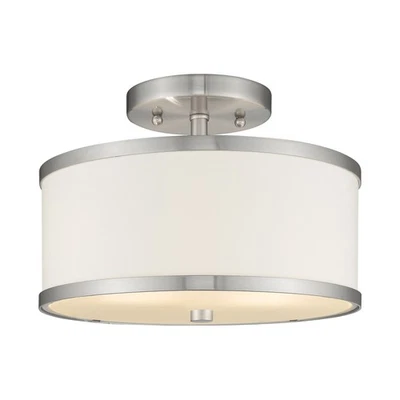 Livex Lighting 62626 Park Ridge 2 Light 11"W Semi Flush Drum - Nickel - Image 1 of 4