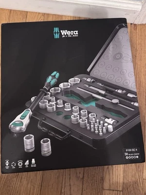 Wera 8100 SC 4 Zyklop Ratchet 38 piezas Juego de enchufes Imperial 1/4” y 1/2” Drive - NUEVO Foto 1 de 4