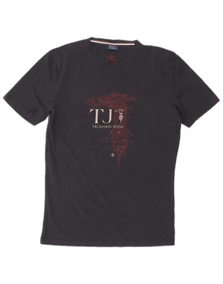 TRUSSARDI JEANS Mens Graphic T-Shirt Top Medium Navy Blue Cotton GU05 - Image 1 of 4