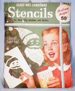 Glass Wax Christmas Stencils In Pack 2 Used 8 Not Punched 1950s Vintage NO SNOW - Picture 1 of 12