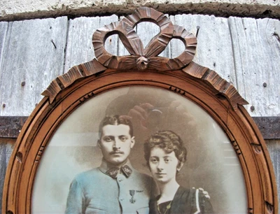 Cadre XIXème bois massif sculpté 56 X 41,5 Feuil.42 X 34 cm+verre+photo - Photo 1/4