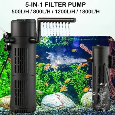 5 in1 Aquarium Innenfilter Aquarienfilter Filter regelbaren 500/800/1200/1800L/H - Bild 1 von 4