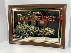 Vintage 1988 Budweiser King of Beers Gold Clydesdales Framed Mirror 20.5 x 14.5 - Picture 1 of 9