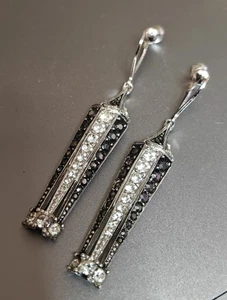 Sparkly Avon De Belleville Boucher Art Deco Style Dangling Earrings Vintage  - Bild 1 von 6