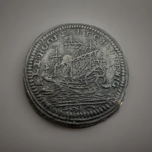 Ludwig XV. Rechenpfennig 20 mm Seltenes Nürnberg Jeton Schiff 1715 - 1774 - Bild 1 von 2