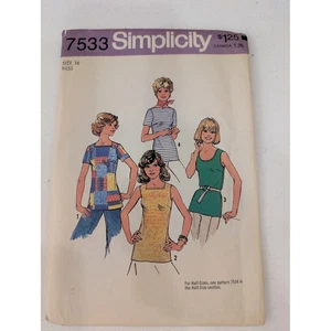Vintage '76 Simplicity Schnittmuster 7533 Misses Tops ärmellos kurzarm UC/FF - Bild 1 von 5