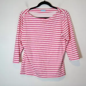 J McLaughlin Striped Boat Neck Top Womens Large Catalina Cloth Pink Preppy - Imagen 1 de 6