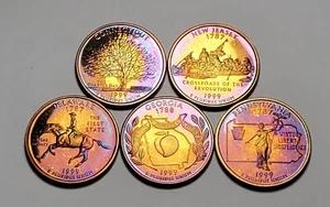 TONED 1999 S PROOF SET WASHINGTON STATE QUARTER CLAD PROOF 9 COIN SET UNC #P001 - Picture 1 of 17