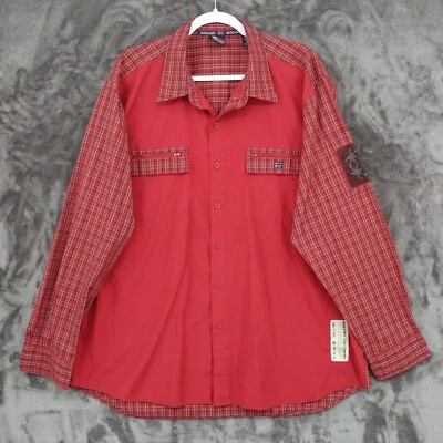 Camisa Bugle Boy Mezcla Poliéster Botones XL Manga Larga Bolsillos Técnica Informal Foto 1 de 4