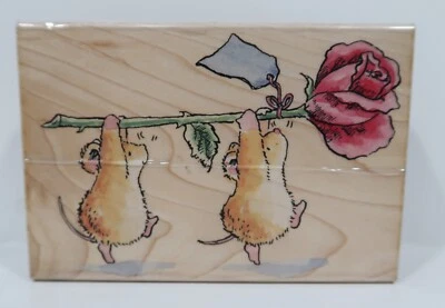 Sello de goma negro Penny 2000, Cuties de tallo largo de 1648 k, ratones colgados de una rosa Foto 1 de 3