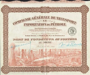 FRANCE OIL TRANSPOT & IMPORT COMPANY stock certificate/bond - Picture 1 of 1