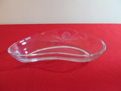 Fostoria Etched Glass Rose Pickle Dish MINT - Image 1 of 3