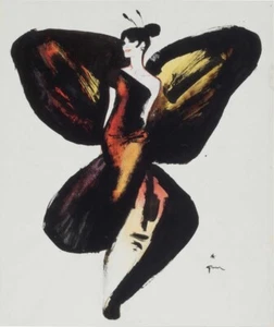 Butterfly Rene Gruau Fashion Illustration Art Print Haute Couture Style Abstract - Picture 1 of 2