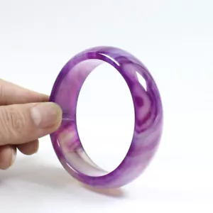 Brazalete de jade púrpura lavanda calcedonia ágata natural certificado 66 mm j6158 - Imagen 1 de 12