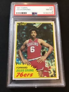 JULIUS ERVING ~ 1981 Topps PSA 8 Nm COMO NUEVO ~ ¡Hermosamente centrado! - Imagen 1 de 3