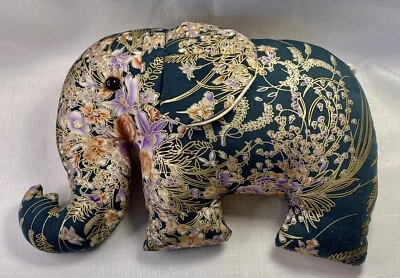 Unique Elephant Green Floral￼ Pillow Decor Plush 12”rope Tail - Image 1 of 4