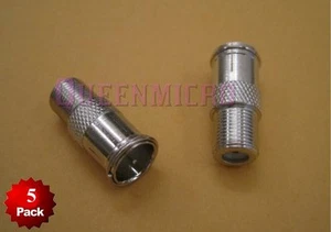 Paquete de 5 conectores de cable coaxial coaxial adaptador de empuje rápido tipo F macho a hembra - Imagen 1 de 1
