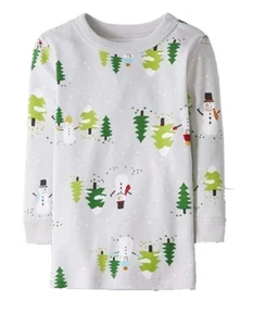 Moon and Back by Hanna Andersson Long Sleeve Pajama Top in Grey Marl/Snow Forest - Picture 1 of 1