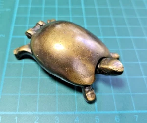 Vtg Brass Hinge Personal Ashtray Turtle Figurine Ring Pill Box Small Collectible - Picture 1 of 8