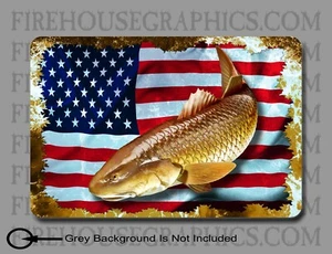 American flag Redfish Red Drum Spot Tail Bass Inshore Fishing sticker decal - Imagen 1 de 1