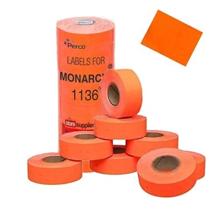 Fluorescent Red Pricing Labels for Monarch 1136 Price Gun - 8 Rolls 14000 Pri... - Picture 1 of 7