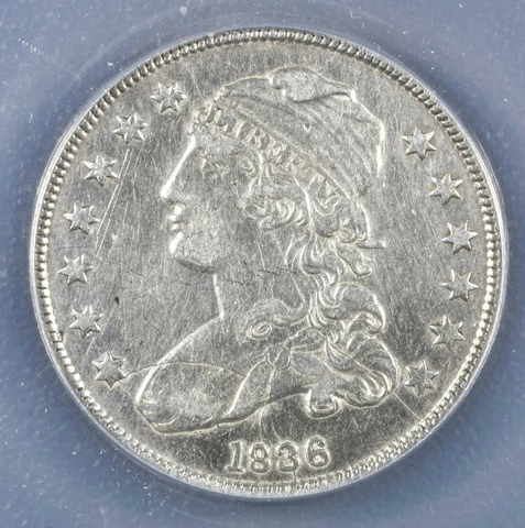 1836 Capped Bust Silver Quarter 25c Coin ANACS EF-45 Cleaned Cover
