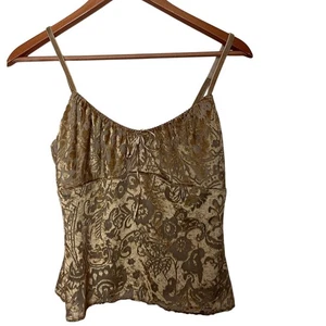 Y2K Guess Collection Gold Babydoll Velvet Burnout Cami Top Sz Small Vintage - Picture 1 of 8