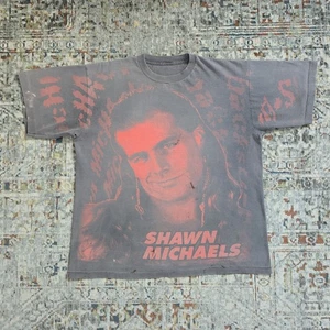 VTG 90s Shawn Michaels WWF AOP 1995 T Shirt XL All Over Print Wrestling Faded - Picture 1 of 9