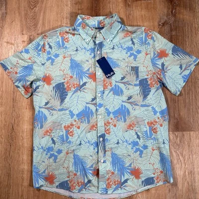 NEW HUK Kona Radical Botanical Large Button Down Performance Fishing Camp Shirt - Image 1 of 4