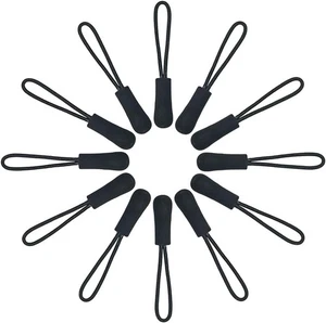 20pcs Zipper Pulls Pull Head Handle Replacement Tab Tags Cord Extension Black - Picture 1 of 7