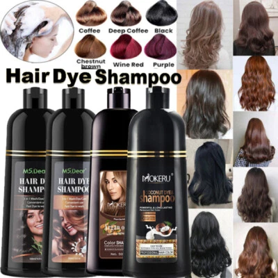 MS DEAR Hair Dye Shampoo Natural Black Permanent Instant Dye Hair Color Shampoo 500ml