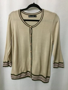 7th Avenue Design Studio New York Co Women's Large Beige Cardigan Sweater - Picture 1 of 6